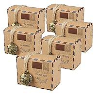 Faylapa Suitcase Candy Boxes, Party Favor Candy Box, Vintage Kraft Paper Gift Bag for Travel Theme Party,Wedding,Birthday,Bridal Shower (Mail 50PCS)