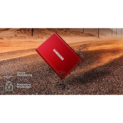 SAMSUNG T7 1TB, Portable SSD, up to 1050MB/s, USB 3.2 Gen2 + 2mo Adobe CC Photography, Gaming, Students & Professionals, External Solid State Drive (MU-PC1T0H/AM), Blue