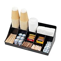 Mind Reader Cup and Condiment Station, 11 Compartment, Black