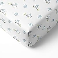 Bacati - Happy Monkeys 2 Pack Essentials Classic Super Soft Breathable 100% Cotton Muslin Baby Crib Fitted Sheets - Fits Standard 28 x 52 x 5 Crib & Toddler Mattresses (Blue/Grey Boys)