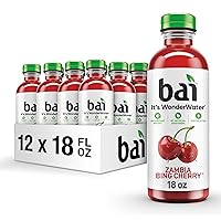 Antioxidant Infused Water Beverage, Zambia Bing Cherry, with Vitamin C and No Artificial Sweeteners, 18 Fluid Ounce Bottle, 12 Pack