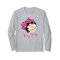 Betty Boop Vintage Pin Up Miss Betty Pink Portrait Logo Long Sleeve T-Shirt