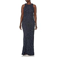 JS Collections Women's Embroidered Halter Column Gown