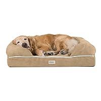 Friends Forever X-Large Dog Bed, Orthopedic Dog Sofa Memory Foam Mattress, Calming Dog Couch Bed, Wall Rim Pillow, Water Resistant Liner, Washable Cover, Non-Slip Bottom, Chester, X-Large Khaki Beige