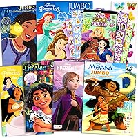 Disney Princess Coloring Book Activity Set for Kids – Bundle with 6 Coloring Books Featuring Disney Princess, Encanto, Moana and Frozen