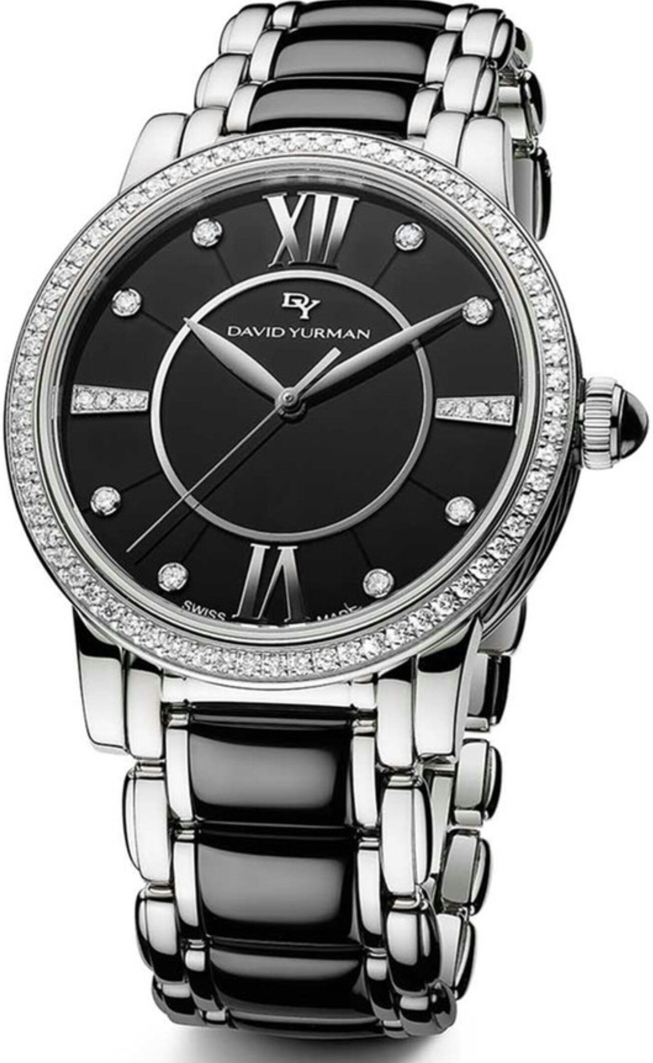 David Yurman Women's Classic Steel Black Ceramic Diamonds 38mm Watch