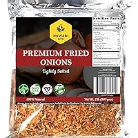 Crispy Fried Onions (Lightly Salted) | 100% Natural (Non-GMO) | Gluten Free | KETO Friendly | Low Carb | Resealable Bag | 32 oz | By Nawabi Life