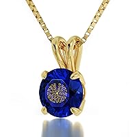 Gold Plated Kabbalah Necklace with Hebrew 72 Names Inscribed in 24k Gold on Cristal, 18