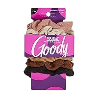 Goody Ouchless Womens Hair Scrunchie - 8 Count, Neutral - Suitable for All Hair Types - Pain-Free Hair Accessories for Women Perfect for Long Lasting Braids, Ponytails and More