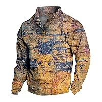 Mens Pullover,Casual 1/4 Button Up Sweatshirts Plus Size Outdoor Long Sleeve Top Trendy Basic Sweatshirt