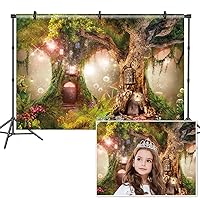 Leowefowa 7x5ft Enchanted Forest Backdrop Fairy Tale Forest Enchanted Garden Photography Background for Girl 1st Birthday Baby Shower Party Photoshoots Newborn Kids Children Cake Smash Studio Props