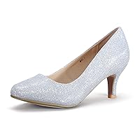 IDIFU Women's Classic Low Heels Dress Pumps 2 Inch Kitten Heel Round Toe Office Wedding Shoes