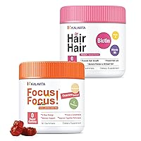 Brain Boosting Focus + Hair Skin & Nails Gummy Vitamin Bundle with Guarana Extract, Neumentix L-Theanine, B12, Biotin, Vitamin A, C, E, B5, and D