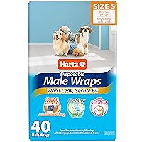 Hartz Disposable Male Dog Wraps, Size S 40 count, Comfortable & Secure Fit, Easy to Put On