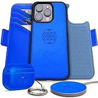 Dreem Bundle: Fibonacci Wallet-Case for iPhone 15 Pro Max with Om Case for AirPods Pro 2 and Empower Wireless Charger Pad [Ocean]