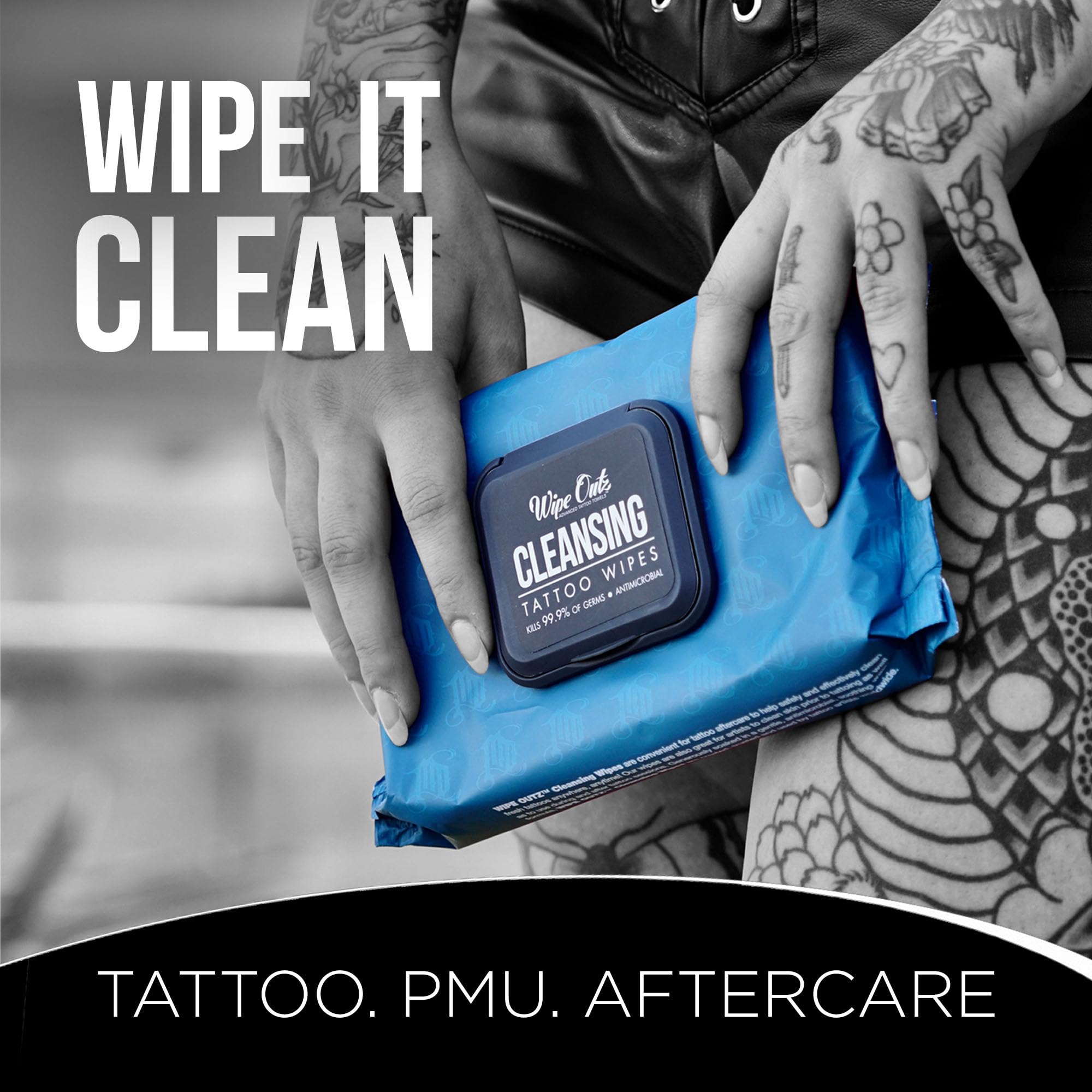 Wipe Outz Cleansing Tattoo Wipes for During Tattooing & Tattoo Aftercare, All in One Cleaning Wipes to Clean Skin, Tattoo Post Care, Tattoo Supplies, Tattoo Aftercare Kit, 480-Count (12 Pack)