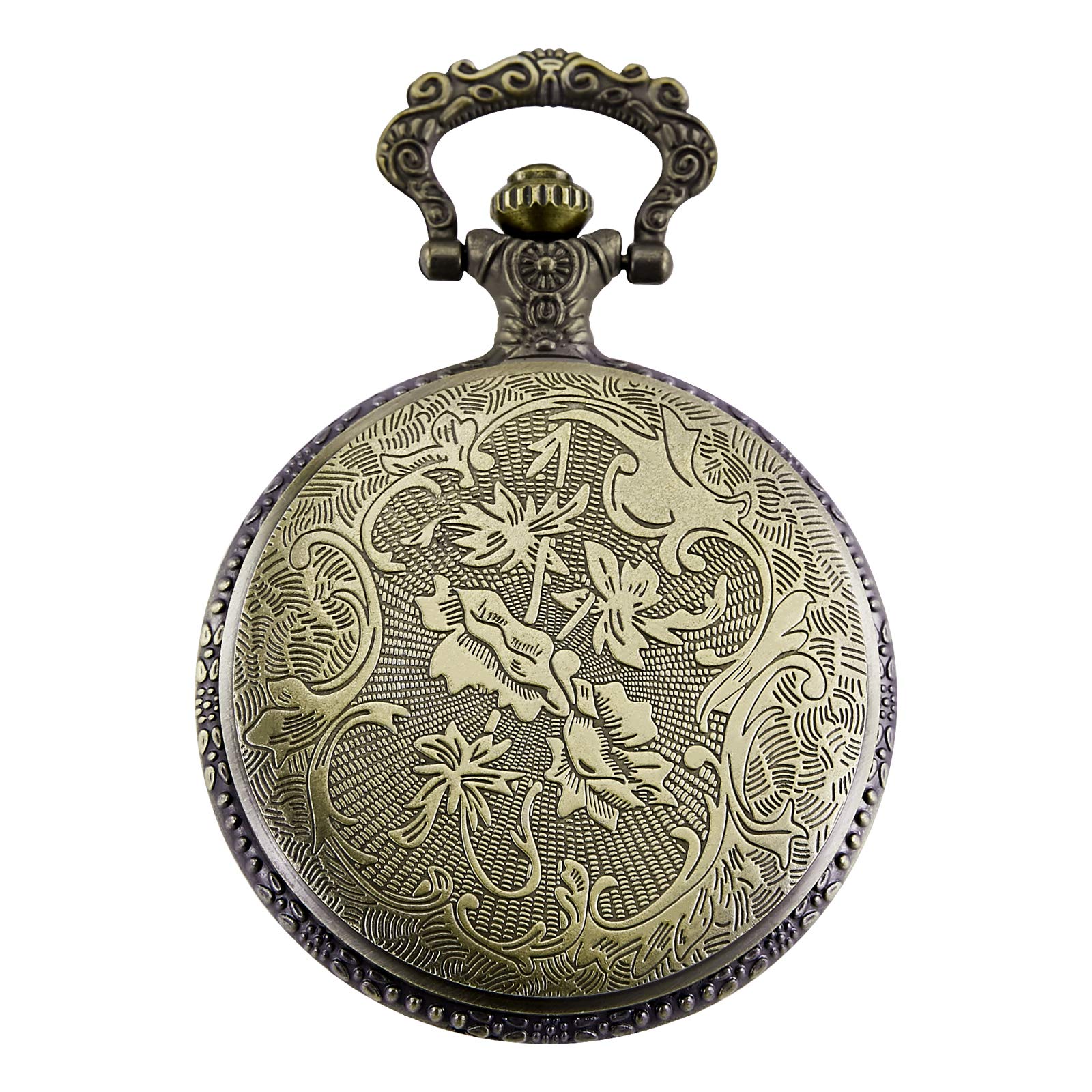 MORFONG Pocket Watch Vintage Steampunk Flower Pattern Fob Quartz Watch for Men Women