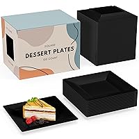 Exquisite Mini Disposable Appetizer Plates - 100 Pack 4.5 In. x 4.5 In. Black Plastic Dessert Plates - Elegant Design for Weddings, Birthdays, and Formal Parties - Stackable and Convenient - BPA Free