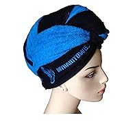 Hair Towel Wrap Turban Twist, NEW 2018 Design, Super Absorbent, 100% Cotton, Anti-Frizz, Fast Drying, Firm Fit Elastic Band, For Long Short Curly Wavy Thin - ALL Hair Types & Texture (Blue)