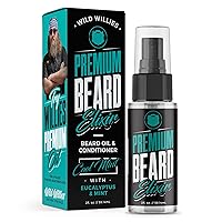 Wild Willies Premium Beard Oil & Conditioner Natural, Organic Ingredients Promote Fast Beard Growth, Removes Itch & Dandruff - Deep Softener Treatment Restores Moisture - 2 Oz, Cool Mint Scent