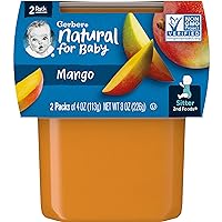 Gerber 2nd Food Baby Food Mango Puree, Natural & Non-GMO, 4 Ounce Tubs, 2-Pack