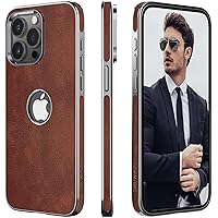 LOHASIC Leather Cases for iPhone 15 Pro Max, Luxury PU Business Phone Cover with Logo Cutout, Thin High-end Designer Soft Non-Slip Grip Men Cases for iPhone 15 Pro Max(2023) 6.7