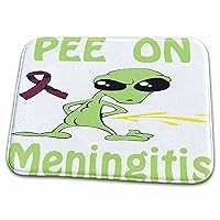 3dRose Super Funny Peeing Alien Supporting Causes For Meningitis - Dish Drying Mats (ddm-120722-1)