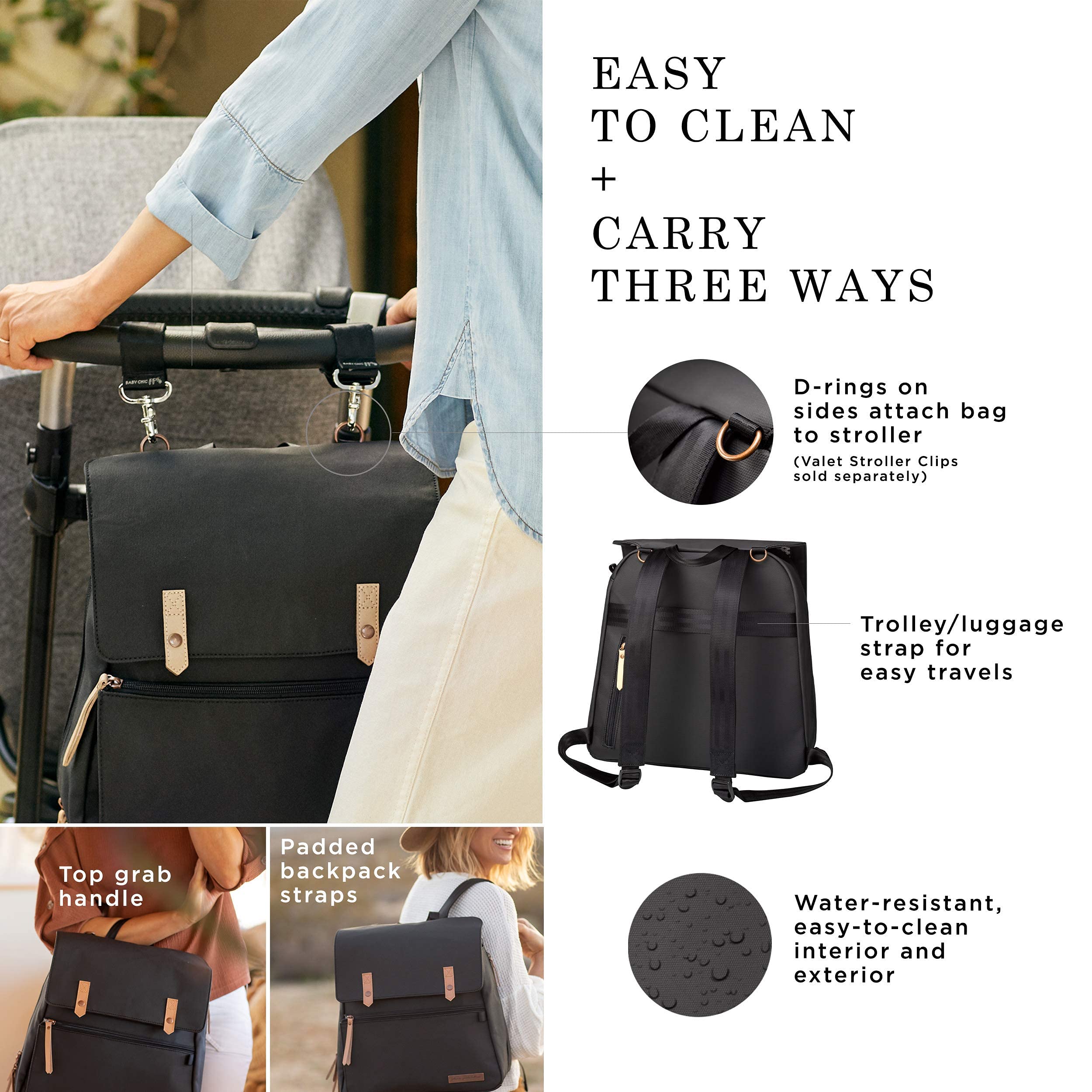 Petunia Pickle Bottom Meta Backpack | Baby Bag | Diaper Bag Backpack for Parents | Stylish Bag and Organizer | Comfortable, Spacious, and Sleek Backpack for On the Go Moms and Dads| Black Matte Canvas