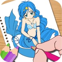 Anime Mermaid Girls Coloring for Girls and Kids