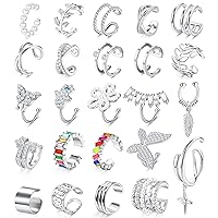 JeryWe 24 Pcs Gold Ear Cuffs for Women Non Piercing Adjustable Ear Cuff Earrings Clip On Cartilage Helix Wrap Ear Jewelry Set