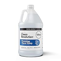 Clean Revolution Foaming Hand Soap Refill Supply, Gentle, Moisturizing & Eco-Friendly, Ready to Use Formula, Gluten Free, Unscented, Fragrance Free, 128 Fl Oz