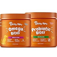 Omega 3 Alaskan Fish Oil Chew Treats for Dogs - with AlaskOmega for EPA & DHA + Probiotics for Dogs - Probiotics for Gut Flora, Digestive Health
