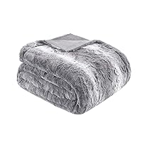 Madison Park Zuri Soft Plush Luxury Oversized Faux Fur Throw Animal Stripes Design, Faux Mink On The Reverse, Modern Cold Weather Blanket for Bed, Sofa Couch, 60x70