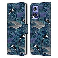 Head Case Designs Officially Licensed Micklyn Le Feuvre Giants in Teal Patterns Leather Book Wallet Case Cover Compatible with Motorola Edge 30 Neo 5G