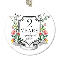 Two 2 Years Clean & Sober Ornament Gift Christmas One Day at a Time 2nd Anniversary Sobriety Ceramic Collectible Holiday Keepsake Man Woman Recovery 3