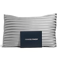 Fishers Finery 25mm 100% Pure Mulberry Silk Pillowcase, Good Housekeeping Winner (Gray Stripe, Standard)