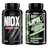 Nutrex Research NIOX Extreme Pumpsc and Lipo6 Detox and Cleanse - NO3-T Arginine Nitrate Supplement with Vitamin C and AstraGin - Colon Cleanser and Detox for Women & Men