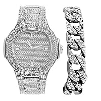 Charles Raymond Bling-ed Out Oblong Metal Men's Colour on Blast Watch - 8475Color