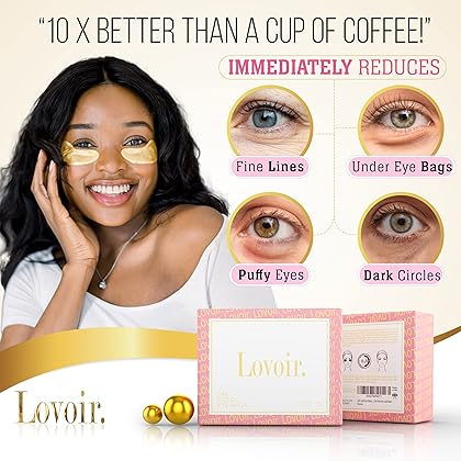 Lovoir 24k Gold Eye Mask (15 Pairs), Under Eye Patches for Puffy Eyes, Dark Circles Under Eye Treatment For Women, Eye Masks For Dark Circles and Puffiness, under eye mask gel eye pads