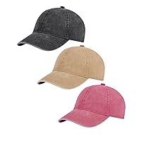 3 Pack Vintage Washed Cotton Adjustable Baseball Caps for Men Women Unstructured Low Profile Plain Classic Dad Hat