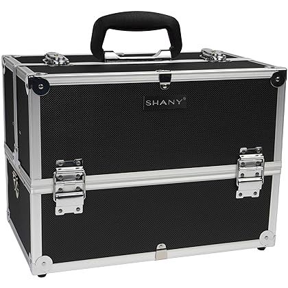 SHANY Essential Pro Makeup Train Case with Shoulder Strap and Locks - Jet black