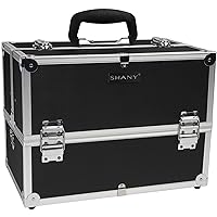 SHANY Essential Pro Makeup Train Case Cosmetic Box Portable Makeup Case Cosmetics Beauty Organizer Jewelry storage with Locks, Multi Compartments Makeup Box and Shoulder Strap - Jet black