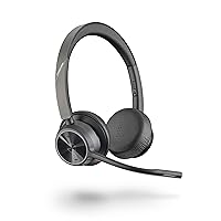 Plantronics Poly - Voyager 4320 UC Wireless Headset Headphones with Boom Mic - Connect to PC/Mac via USB-A Bluetooth Adapter, Cell Phone via Bluetooth - Works with Teams, Zoom & More