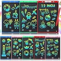 8 Pcs 12 Inch LCD Writing Tablet for Kids Bulk Doodle Board Colorful Doodle Pad Writing Board Electronic Drawing Tablet for Kids Toddlers Learning Birthday Day Gifts for Girls Boys (Black Trim)