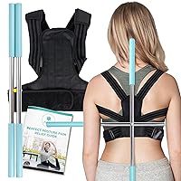 Yoga Stick with Back Brace and Exercise Manual- Stretching Stick and Posture Stick - Use as Posture Pole - Back Cracking Pole - Back Cracker Pole - Back Brace For Men Lower Back - Back Brace for Women