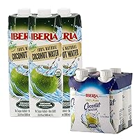 100% Pure Organic Coconut Water, 1 Liter, 33.8 Fl Oz (Pack of 3) + Iberia 100% Natural Coconut Water 11.1 Oz (Pack Of 4)