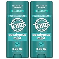 Tom’s of Maine Eucalyptus Mint Natural Deodorant for Men and Women, Aluminum Free, 3.25 oz, 2-Pack