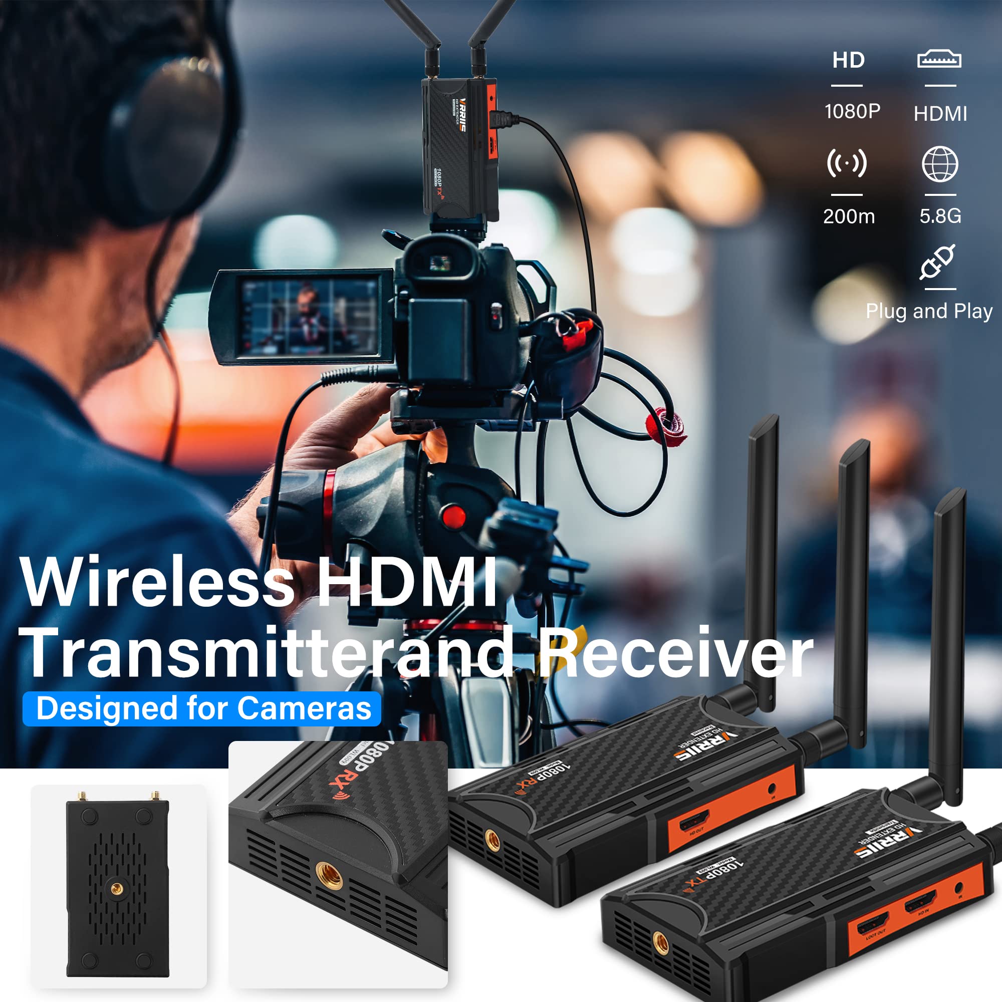 Wireless HDMI Transmitter and Receiver, 1 Transmitter and 3 Receivers (1TX 3RX)