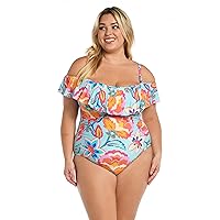 Off Shoulder Ruffle One Piece Swimsuit