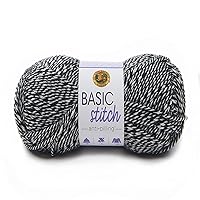 Lion Brand Yarn Basic Stitch Anti-Pilling Knitting Yarn, Yarn for Crocheting, 1-Pack, Black/White